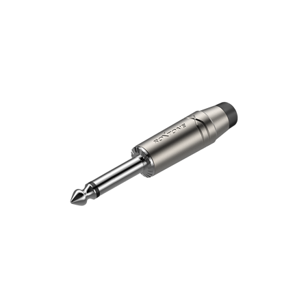 6.3mm mono plug, Nickel plated shell, Nickel plated contacts Roxtone RJ2PP-BK-NN