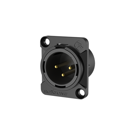 Roxtone RX3MD-BG 3 pole XLR male socket, Black electrophoretic paint shell