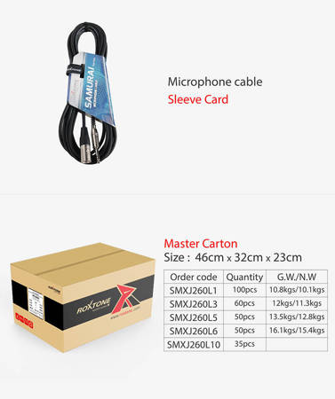 XLR 3-pole male - 6.3mm stereo Jack plug SAMURAI Roxtone SMXJ260L5