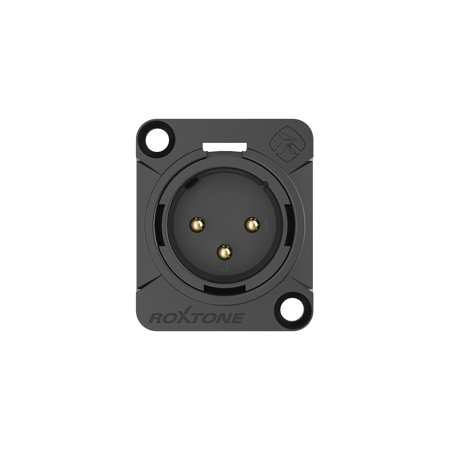 3 pole XLR male socket, Black electrophoretic paint shell Roxtone RX3MD-BG 
